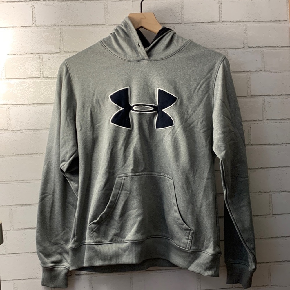 Gray 100% polyester under armor unisex hoodie size medium M